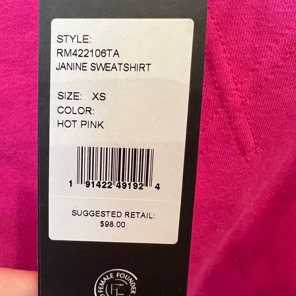 NWT Rebecca Minkoff Janine Sweatshirt- Size XS- Hot Pink - Picture 5 of 6